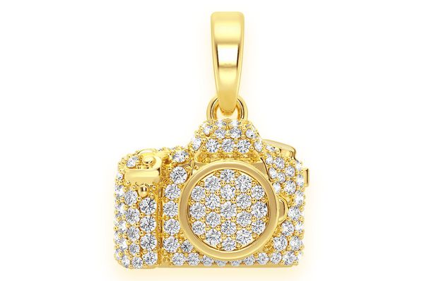 Camera Diamond Pendant 14K Solid Gold - 0.75 CTW