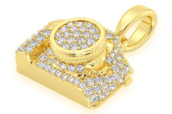 Camera Diamond Pendant 14K Solid Gold - 0.75 CTW