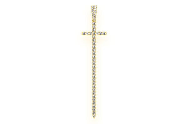 Cross Diamond Pendant Iced-Out Gold Cross Necklace - 1.25?CTW