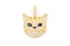 Cat Face Diamond Pendant 14K Solid Gold - 1.90 CTW