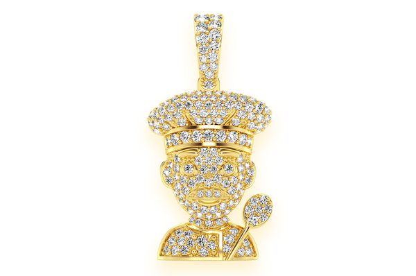 Chef Diamond Pendant 14K Solid Gold - 0.85 CTW