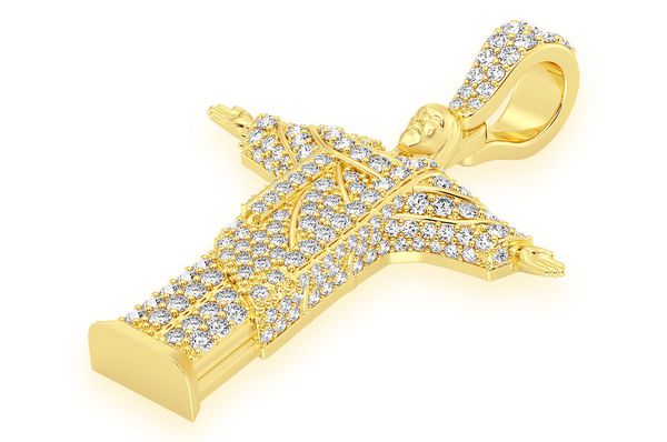 Christ The Redeemer Diamond Pendant 14K Solid Gold - 1.10 CTW