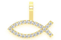 Christian Ichthys Fish Diamond Pendant 14K Solid Gold - 0.25 CTW