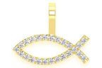 Christian Ichthys Fish Diamond Pendant 14K Solid Gold - 0.25 CTW