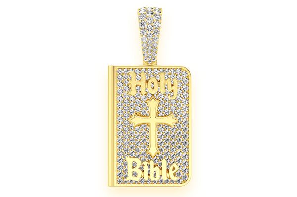Closed Bible Book Diamond Pendant 10K Solid Gold - 1.50 CTW