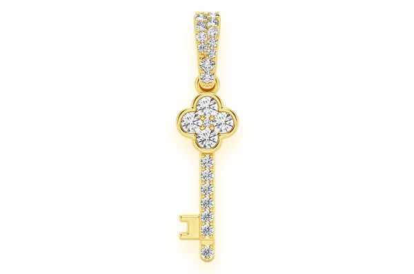 Key Diamond Pendant 10K Solid Gold - 0.25 CTW