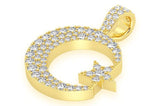 Icy Crescent Moon & Star 10K Gold Pendant