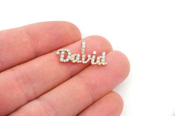 Custom Script Letter Diamond Pendant 14K Solid Gold - 0.50 CTW