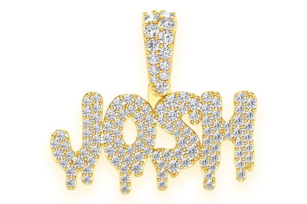 Custom Drip Letter Diamond Pendant 14K Solid Gold - 1.20 CTW