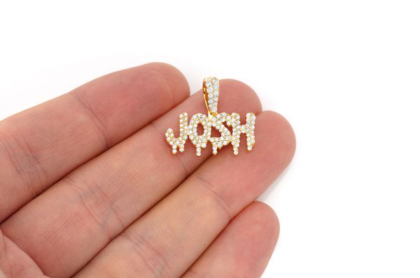 Custom Drip Letter Diamond Pendant 14K Solid Gold - 1.20 CTW