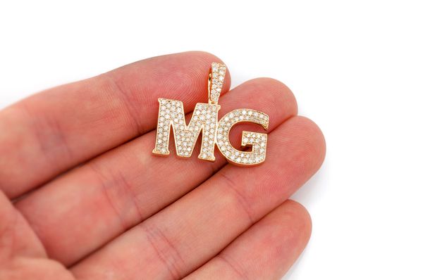 Custom Serif Letter Diamond Pendant 10K Solid Gold - 1.33 CTW