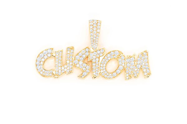 Custom Jagged Letter Diamond Pendant 14K Solid Gold - 2.00 CTW