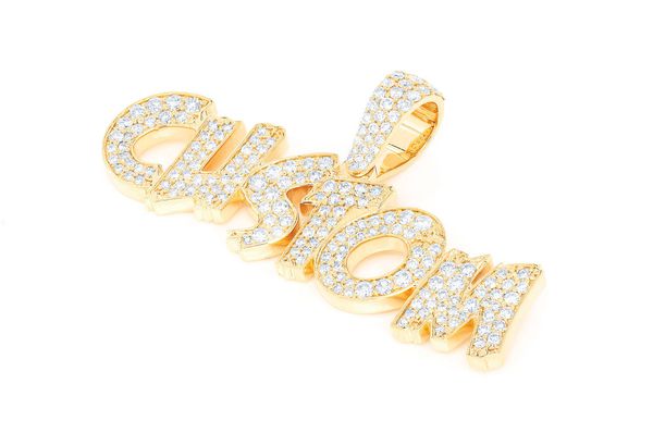 Custom Jagged Letter Diamond Pendant 14K Solid Gold - 2.00 CTW