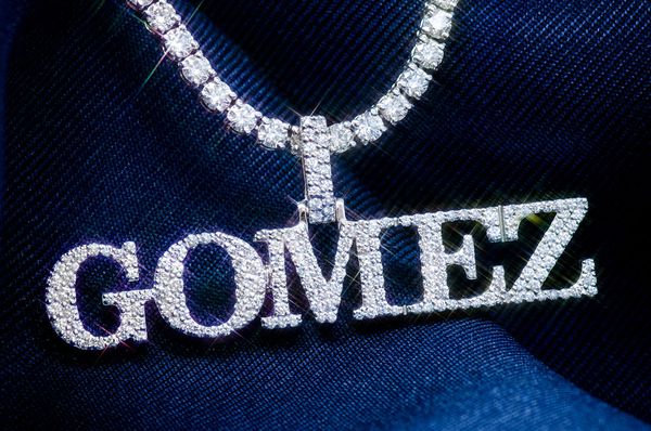 Custom Nameplate Diamond Pendant 14K Solid Gold - 1.5 CTW