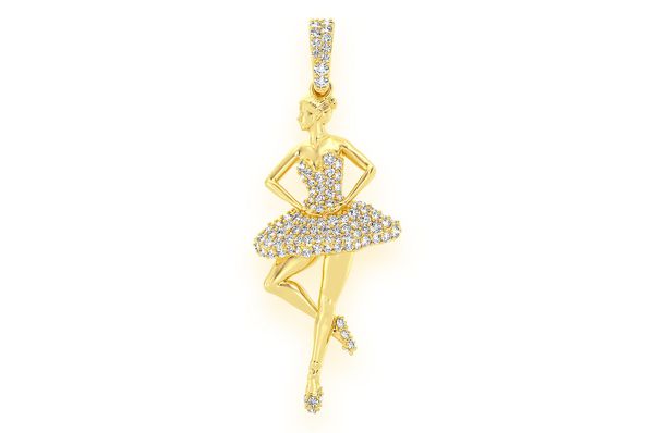 Dancing Ballerina Diamond Pendant 10K Solid Gold - 0.50 CTW