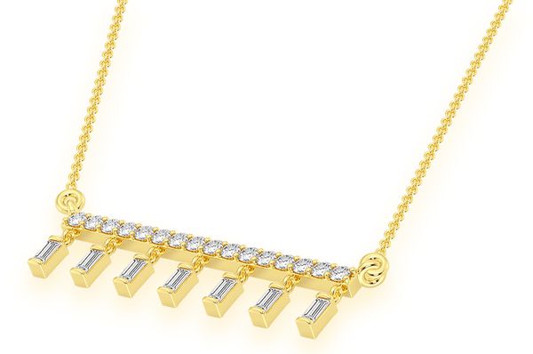 Dangling Baguette Diamond Pendant 10K Solid Gold - 0.45 CTW