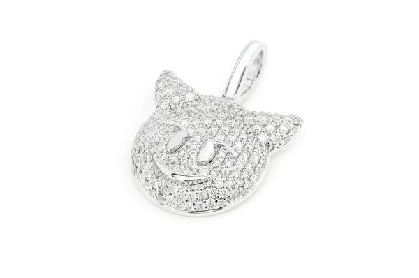 Devil Emoji Diamond Pendant 14K Solid Gold - 0.7 CTW
