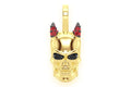 Horned Skull Diamond Pendant 14K Solid Gold - 0.15 CTW