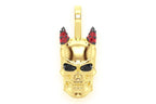 Horned Skull Diamond Pendant 14K Solid Gold - 0.15 CTW