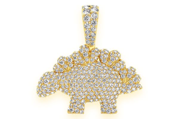 Dinosaur Pendant 10K Solid Gold - 2.35 CTW