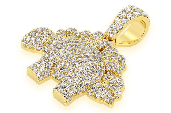 Dinosaur Pendant 10K Solid Gold - 2.35 CTW