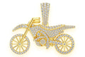 Dirt Bike Pendant 14K Solid Gold - 1.75 CTW