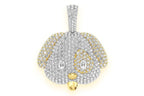 Dog Emoji Pendant 14K Solid Gold - 4.00 CTW