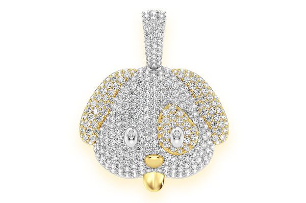 Dog Emoji Pendant 14K Solid Gold - 4.00 CTW