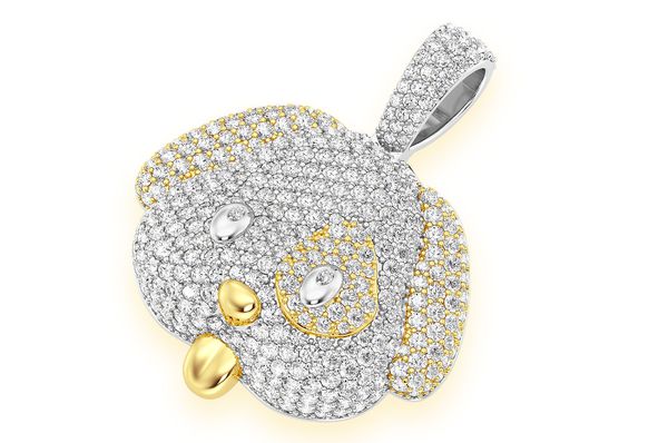 Dog Emoji Pendant 14K Solid Gold - 4.00 CTW