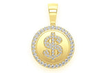 Iced Out Dollar Sign Circle Moissanite Charm