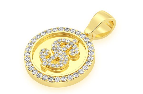 Dollar Sign Circle Pendant - 1.00 CTW