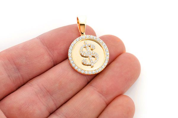Dollar Sign Circle Pendant - 1.00 CTW