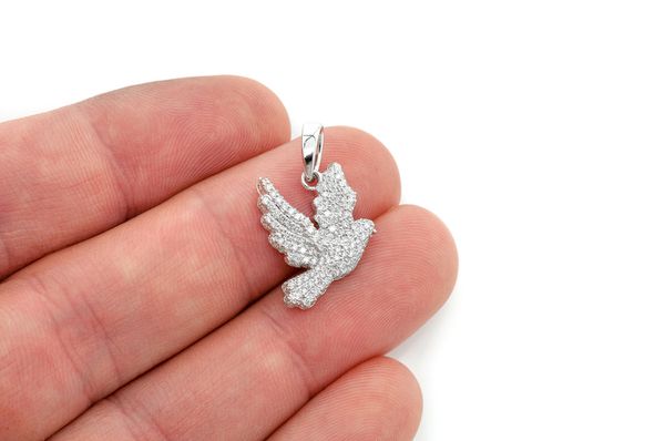 Dove Diamond Pendant 14K Solid Gold - 0.60 CTW