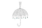 Umbrella Diamond Pendant 14K Solid Gold - 2.65 CTW