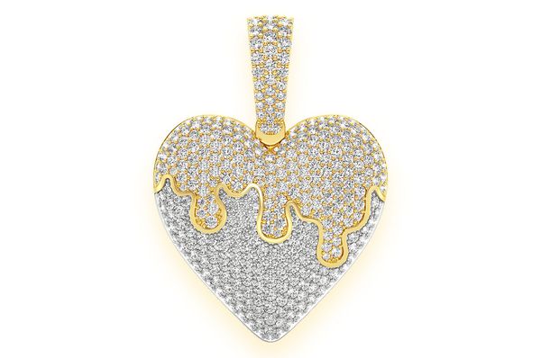 Dripping Heart Pendant 10K Solid Gold - 1.25 CTW