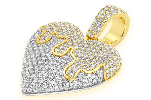 Dripping Heart Pendant 10K Solid Gold - 1.25 CTW