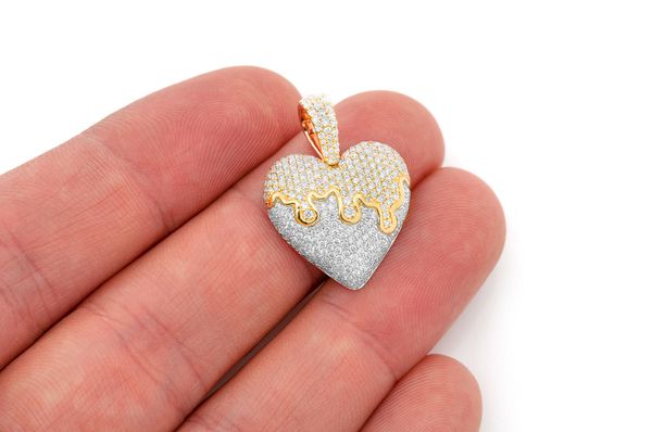 Dripping Heart Pendant 10K Solid Gold - 1.25 CTW