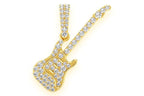 Electric Guitar Diamond Pendant 14K Solid Gold - 0.33 CTW