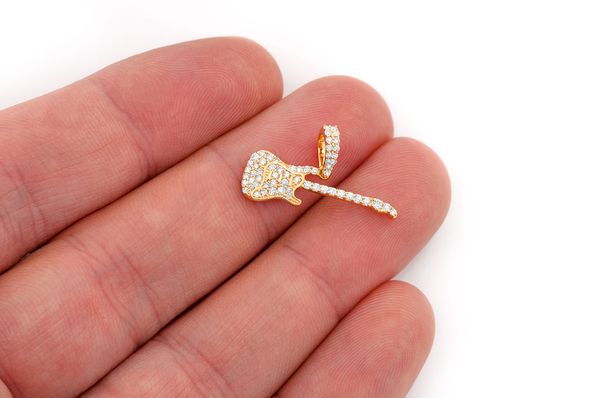 Electric Guitar Diamond Pendant 14K Solid Gold - 0.33 CTW