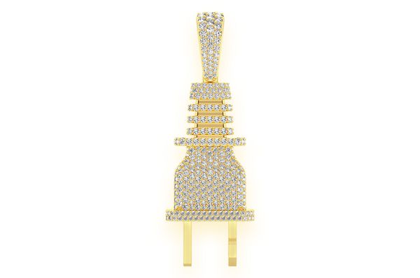 Electric Plug Diamond Pendant 10K Solid Gold - 2.75 CTW