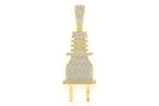 Electric Plug Diamond Pendant 10K Solid Gold - 2.75 CTW