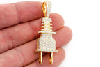 Electric Plug Diamond Pendant 10K Solid Gold - 2.75 CTW