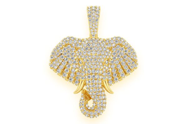 Men’s Diamond Elephant Head Pendant - 2.33 CTW