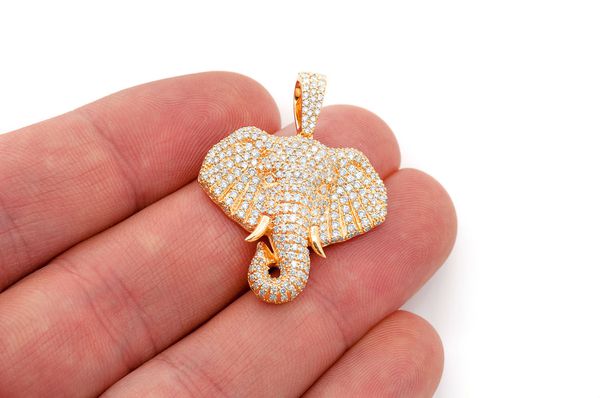 Men’s Diamond Elephant Head Pendant - 2.33 CTW
