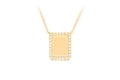 Engravable Rectangle 10K Solid Gold Pendant - 0.15 CTW