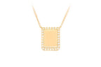 Engravable Rectangle 10K Solid Gold Pendant - 0.15 CTW