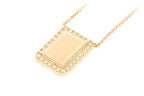 Engravable Rectangle 10K Solid Gold Pendant - 0.15 CTW