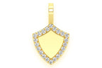 Engraveable Shield Diamond Pendant 14K Solid Gold - 0.20 CTW