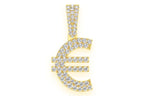 Euro Currency Symbol Diamond Pendant 14K Solid Gold - 0.45 CTW