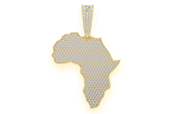 Africa Diamond Pendant 14K Solid Gold - 7.00 CTW